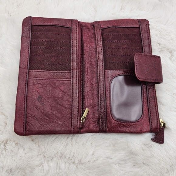 Fossil Long‎ Live Vintage Buttery Soft Leather Emory Wallet Red Clutch - Picture 9 of 9